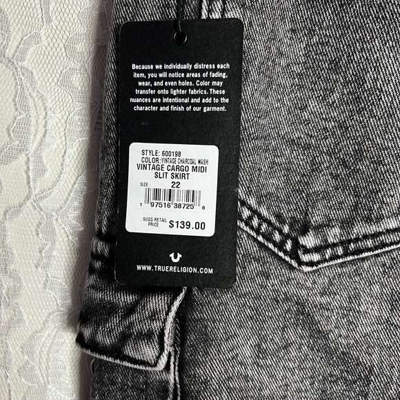 True Religion Urban Outfitters Denim Cargo MIDI Slit Skirt - Picture 11 of 11